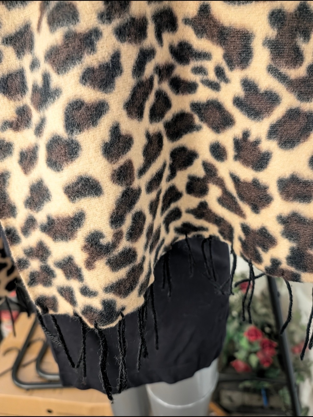 Scarf Sale ❤️7for $35:  Leopard Print Shawl Collar Coat - Beige/Black - Picture 5 of 5